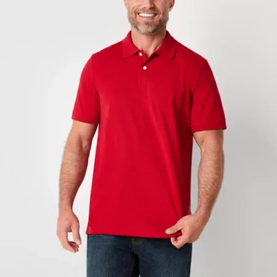 St. John's Bay Premium Stretch Mens Classic Fit Short Sleeve Polo Shirt In Red