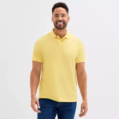 St. John's Bay Premium Stretch Mens Classic Fit Short Sleeve Polo Shirt In Yellow