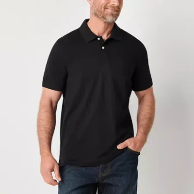 St. John's Bay Premium Stretch Mens Slim Fit Short Sleeve Polo Shirt In Black