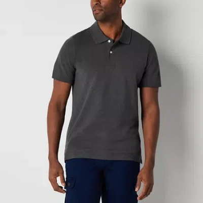 St. John's Bay Premium Stretch Mens Slim Fit Short Sleeve Polo Shirt In Gray