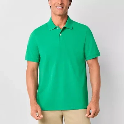 St. John's Bay Premium Stretch Mens Slim Fit Short Sleeve Polo Shirt In Green