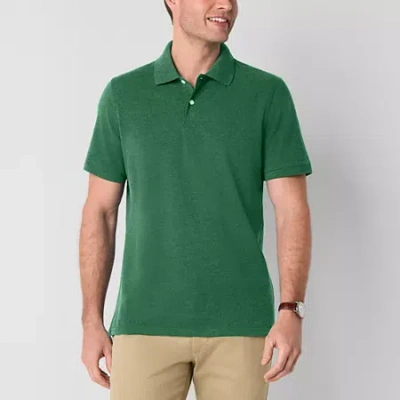 St. John's Bay Premium Stretch Mens Slim Fit Short Sleeve Polo Shirt In Green
