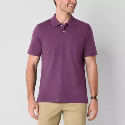 St. John's Bay Premium Stretch Mens Slim Fit Short Sleeve Polo Shirt In Purple
