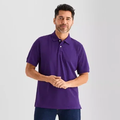 St. John's Bay Premium Stretch Mens Slim Fit Short Sleeve Polo Shirt In Purple