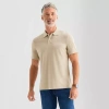 St. John's Bay Premium Stretch Mens Slim Fit Short Sleeve Polo Shirt In Neutral