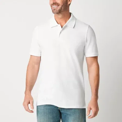 St. John's Bay Premium Stretch Mens Slim Fit Short Sleeve Polo Shirt In White