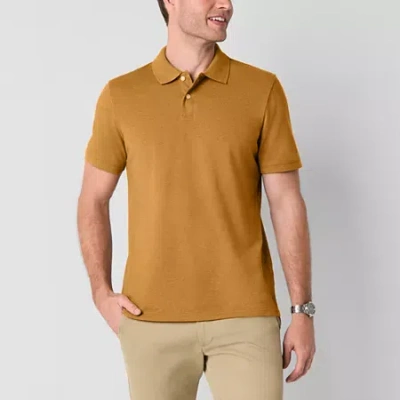 St. John's Bay Premium Stretch Mens Slim Fit Short Sleeve Polo Shirt In Yellow