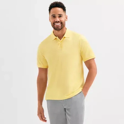 St. John's Bay Premium Stretch Mens Slim Fit Short Sleeve Polo Shirt In Yellow