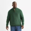 St. John's Bay Quarter Zip Big And Tall Mens Mock Neck Long Sleeve Pullover Sweater In Green