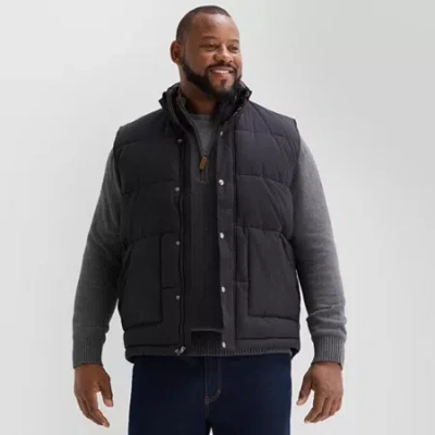 St. John's Bay Quilted Cargo Mens Heavyweight Big And Tall Puffer Vest In Black