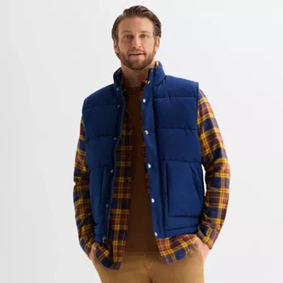 St. John's Bay Quilted Cargo Mens Heavyweight Puffer Vest In Blue