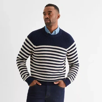 St. John's Bay Raglan Waffle Mens Crew Neck Long Sleeve Pullover Sweater In Multi