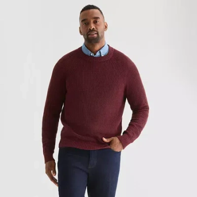 St. John's Bay Raglan Waffle Mens Crew Neck Long Sleeve Pullover Sweater In Red