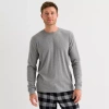 St. John's Bay Ribbed Mens Crew Neck Long Sleeve Pajama Top In Gray