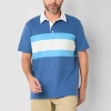 St. John's Bay Rugby Mens Classic Fit Short Sleeve Polo Shirt In Blue