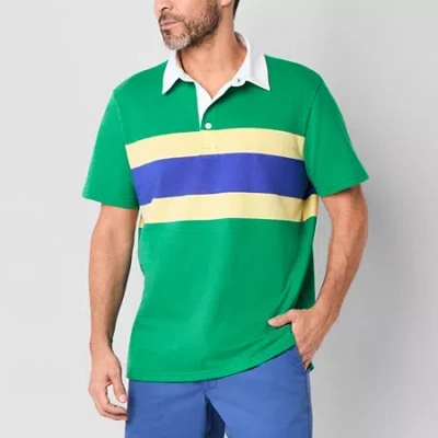 St. John's Bay Rugby Mens Classic Fit Short Sleeve Polo Shirt In Green