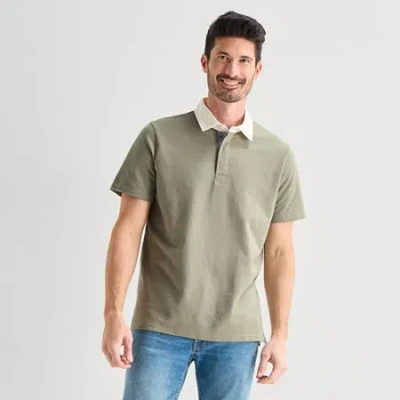 St. John's Bay Rugby Mens Classic Fit Short Sleeve Polo Shirt In Green