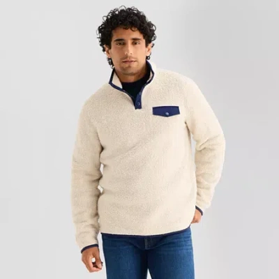 St. John's Bay Sherpa Mens Mock Neck Long Sleeve Sweatshirt In Neutral