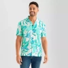 St. John's Bay Slub Button-down Mens Short Sleeve Camp Shirt In Multi