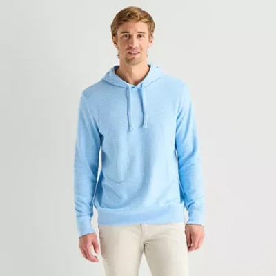 St. John's Bay Slub Mens Long Sleeve Hoodie In Blue