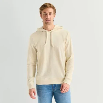 St. John's Bay Slub Mens Long Sleeve Hoodie In Neutral