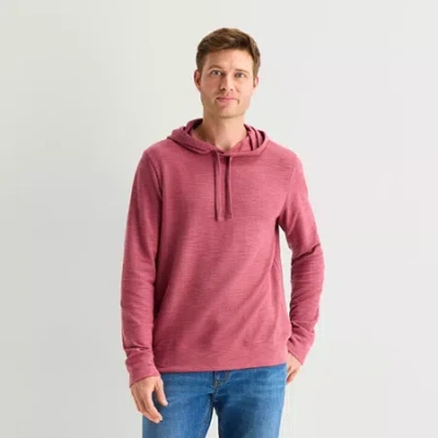 St. John's Bay Slub Mens Long Sleeve Hoodie In Red