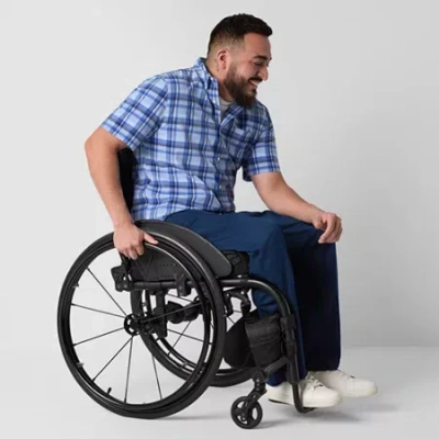 St. John's Bay Stretch Chino Mens Adaptive Easy-on + Easy-off Seated Wear Straight Fit Flat Front Pa In Blue