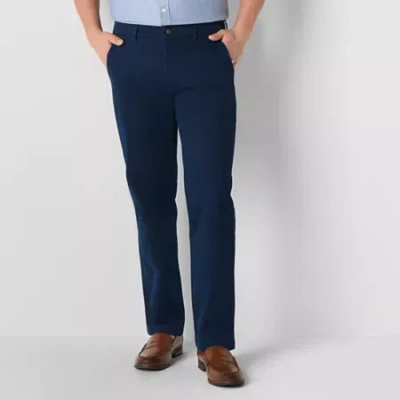 St. John's Bay Stretch Chino Mens Relaxed Fit Flat Front Pant In Blue