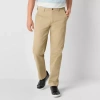 St. John's Bay Stretch Chino Mens Relaxed Fit Flat Front Pant In Brown