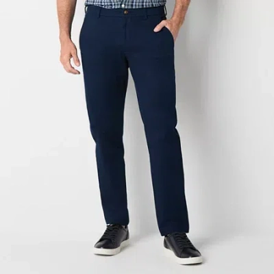 St. John's Bay Stretch Chino Mens Slim Fit Flat Front Pant In Blue