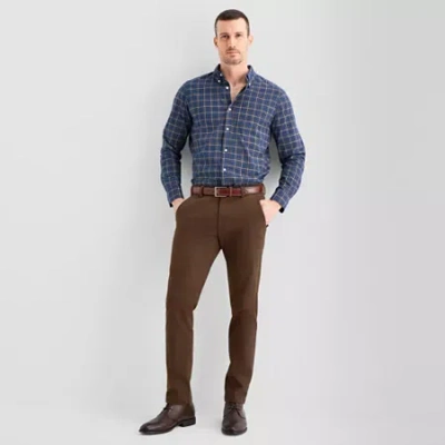 St. John's Bay Stretch Chino Mens Slim Fit Flat Front Pant In Brown
