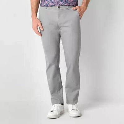 St. John's Bay Stretch Chino Mens Slim Fit Flat Front Pant In Gray