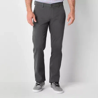 St. John's Bay Stretch Chino Mens Straight Fit Flat Front Pant In Gray