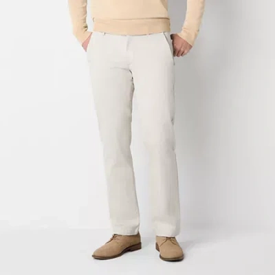St. John's Bay Stretch Chino Mens Straight Fit Flat Front Pant In White