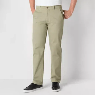 St. John's Bay Stretch Chino Mens Straight Relaxed Fit Flat Front Pant In Green