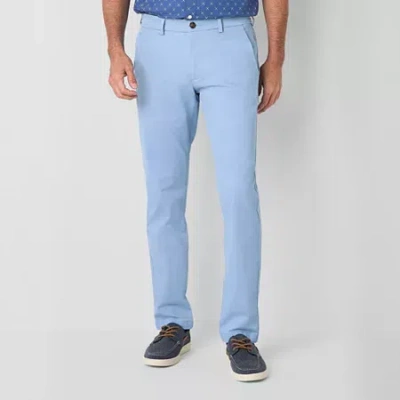 St. John's Bay Stretch Chino Mens Straight Slim Fit Flat Front Pant In Blue