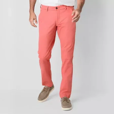 St. John's Bay Stretch Chino Mens Straight Slim Fit Flat Front Pant In Pink