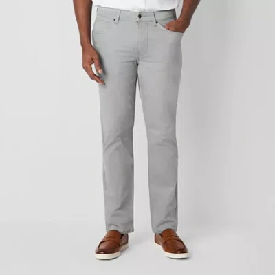 St. John's Bay Stretch Knit 5 Pocket Mens Slim Fit Flat Front Pant In Gray