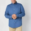 St. John's Bay Stretch Poplin Mens Long Sleeve Classic Fit Button-down Shirt In Blue