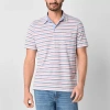 St. John's Bay Striped Sueded Jersey Mens Classic Fit Short Sleeve Polo Shirt In Blue