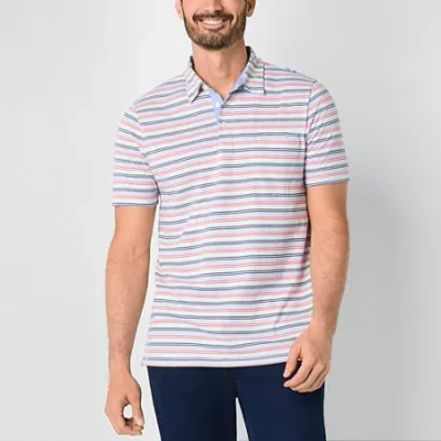 St. John's Bay Striped Sueded Jersey Mens Slim Fit Short Sleeve Polo Shirt In Multi