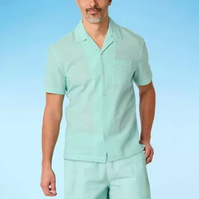 St. John's Bay Striped Swim Shirt In Green