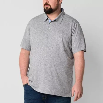 St. John's Bay Sueded Jersey Big And Tall Mens Classic Fit Short Sleeve Polo Shirt In Gray