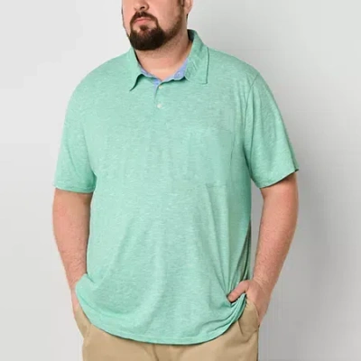 St. John's Bay Sueded Jersey Big And Tall Mens Classic Fit Short Sleeve Polo Shirt In Green
