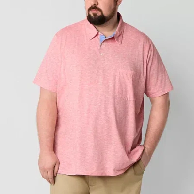 St. John's Bay Sueded Jersey Big And Tall Mens Classic Fit Short Sleeve Polo Shirt In Pink
