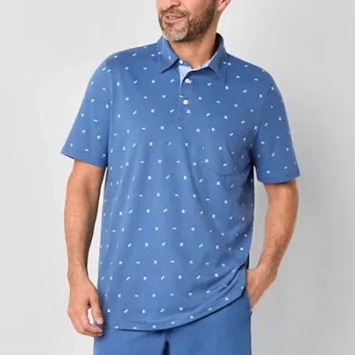 St. John's Bay Sueded Jersey Mens Classic Fit Short Sleeve Polo Shirt In Blue