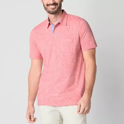 St. John's Bay Sueded Jersey Mens Classic Fit Short Sleeve Polo Shirt In Pink