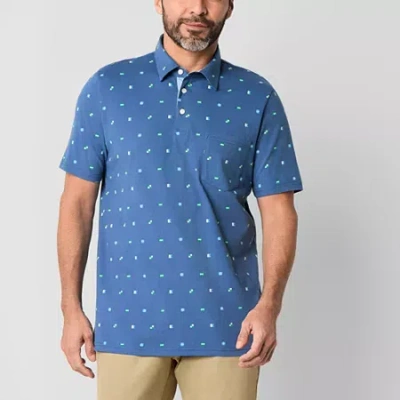 St. John's Bay Sueded Jersey Mens Slim Fit Short Sleeve Polo Shirt In Blue