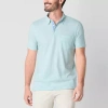 St. John's Bay Sueded Jersey Mens Slim Fit Short Sleeve Polo Shirt In Blue