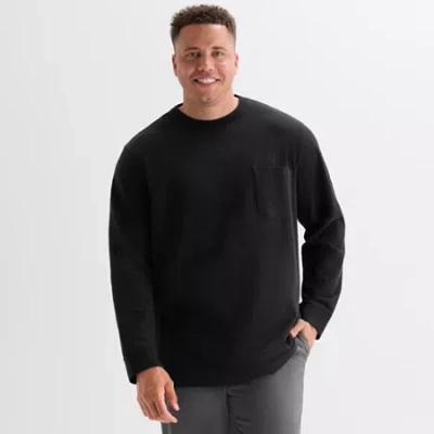 St. John's Bay Sueded Mens Crew Neck Long Sleeve Big And Tall T-shirt In Black